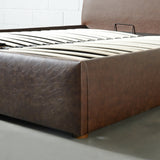 HARPER - Brown Vegan Leather Lift Up Storage Platform Bed