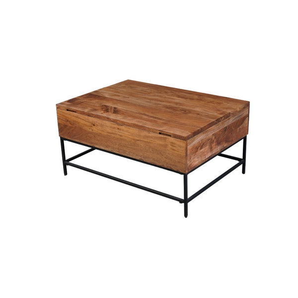 SEATTLE - Solid Acacia Wood Coffee Table with Lift-up Storage