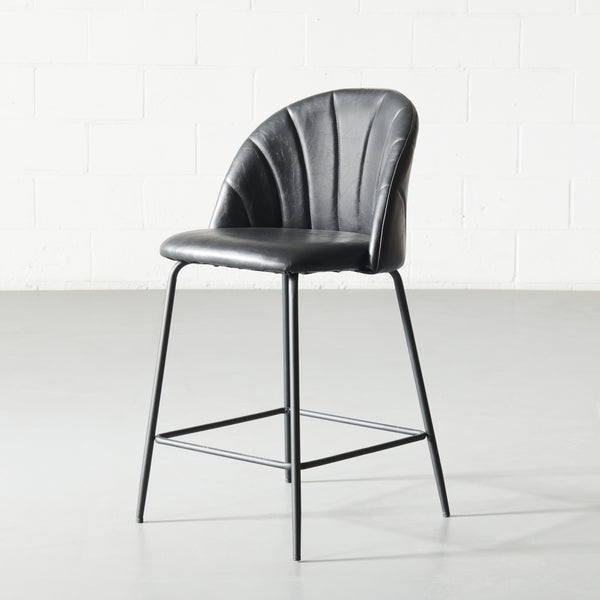SOPHIE - Black Leather Counter Stool - FINAL SALE