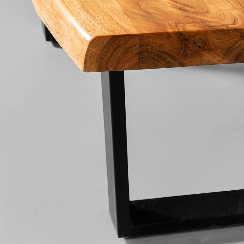 Acacia Natural Live Edge Wood Coffee Table with Black U Shaped Legs