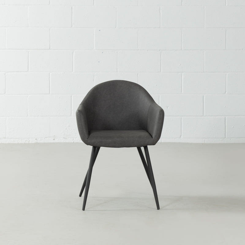 MILAN - Dark Grey Leather Armchair