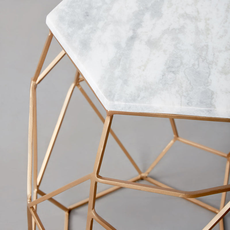 MAYE - Side Table With White Marble Top