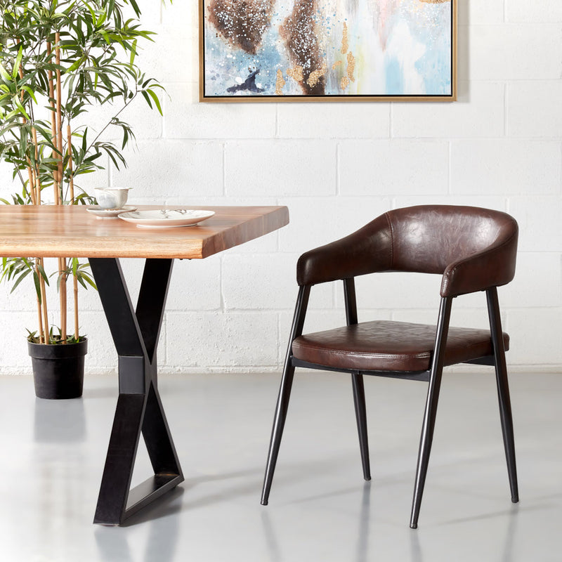 WRIGHT - Brown Vintage Leather Dining Chair