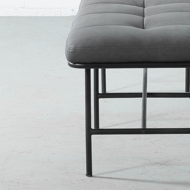 MILAN - Grey Leather Bench