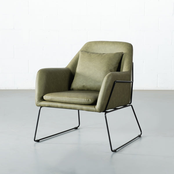 BROOK - Green Leather Lounge Chair