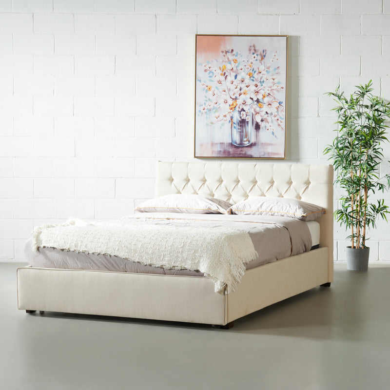 AMARA - Beige Fabric Bed