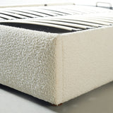 HARPER - Cream Boucle Fabric Lift Up Storage Platform Bed