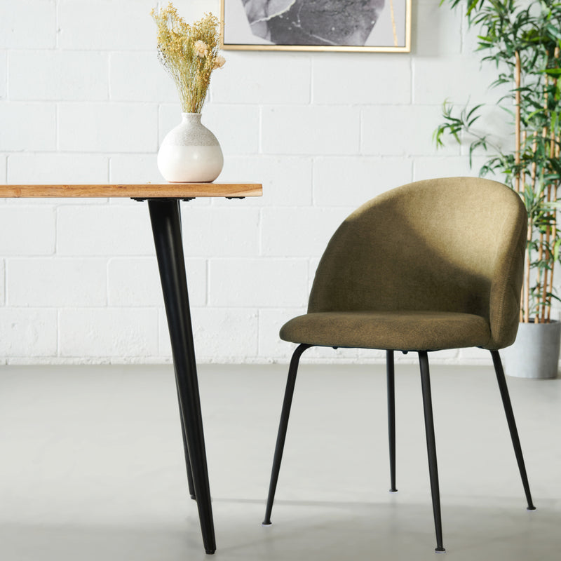 BRANSON - Green Fabric Dining Chair