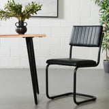 HUDSON - Black Leather Dining Chair