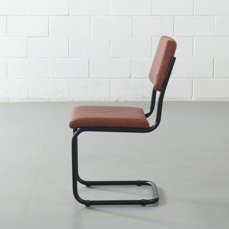 HUDSON - Brown Leather Dining Chair