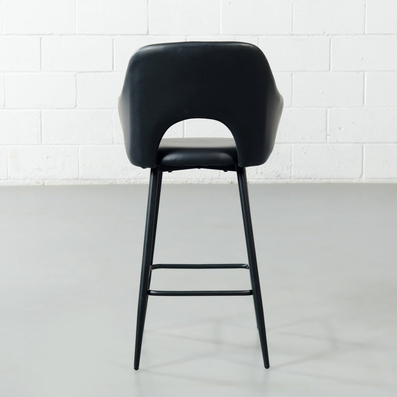 BROADWAY - Black Leather Counter Stool