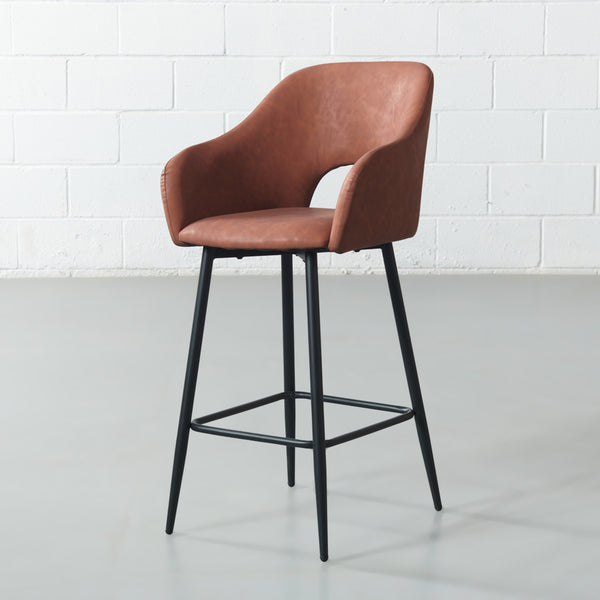 BROADWAY - Brown Leather Counter Stool - FINAL SALE