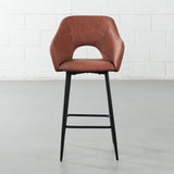BROADWAY - Brown Leather Counter Stool