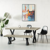 VERONA - Grey Concrete Dining Table with X Black Legs