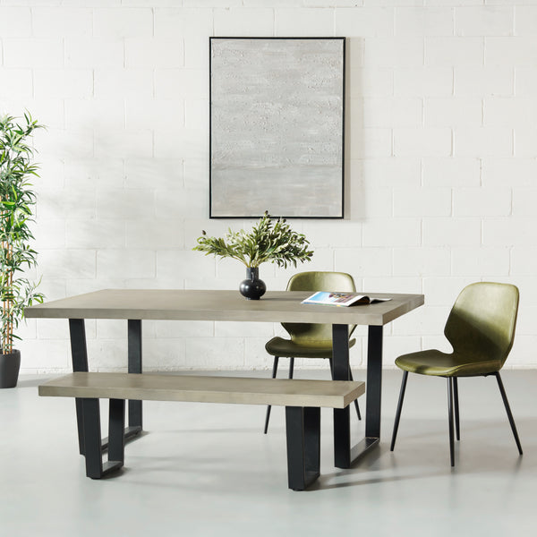 VERONA - Grey Concrete Dining Table with U Black Legs