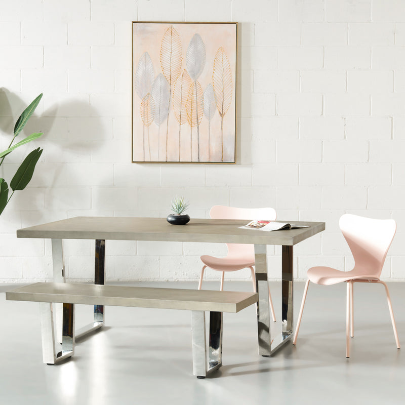 VERONA - Grey Concrete Dining Table with U Chrome Legs