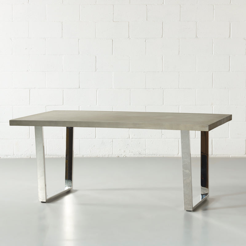 VERONA - Grey Concrete Dining Table with U Chrome Legs