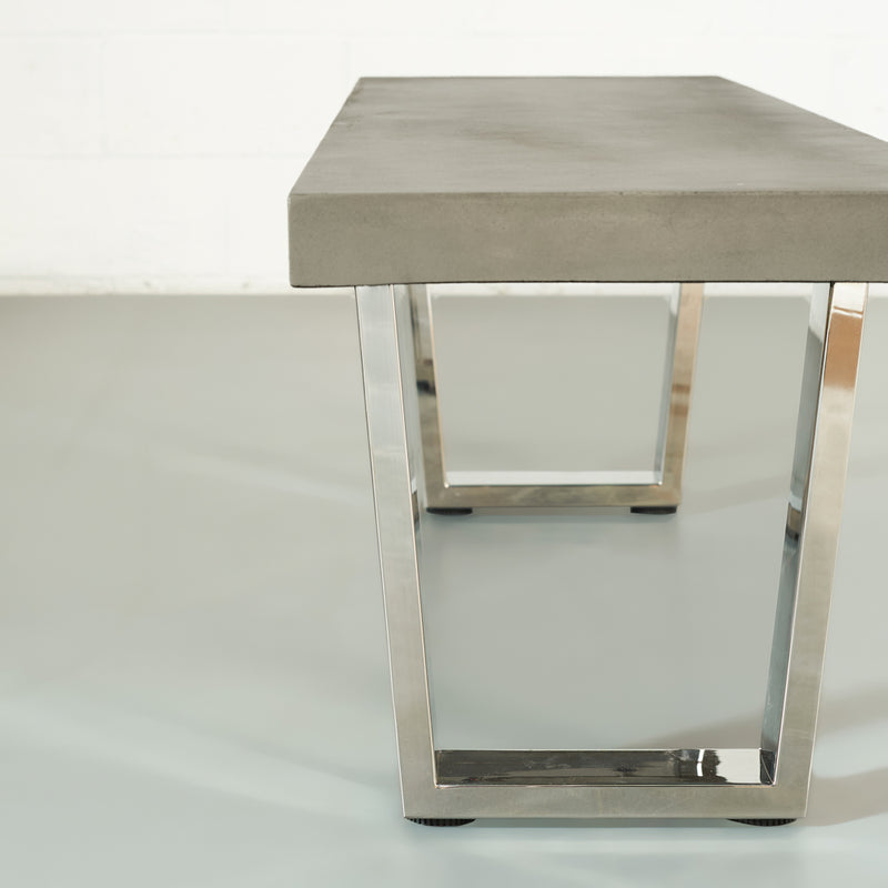 VERONA - Grey Concrete Bench with U Chrome Legs