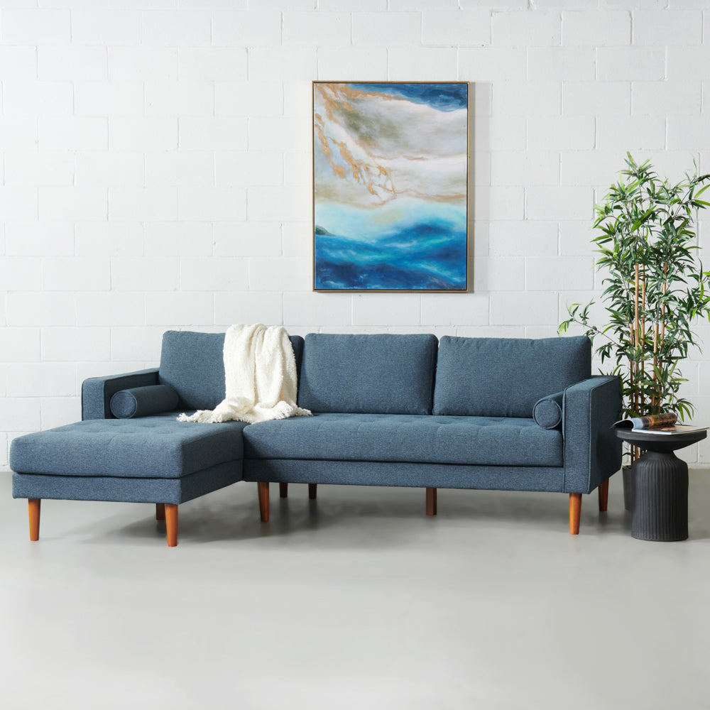 Fonda Blue Fabric Sectional Sofa