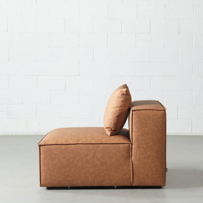 Mason - Brown Vegan Leather Armless Chair Module