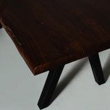 Acacia Solid Wood Live Edge Table with Black Pyramid-Shaped Legs/Honey Walnut Color