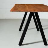 DANTON - Acacia Live Edge Table 3.5cm Thickness Top with Pyramid Black Legs