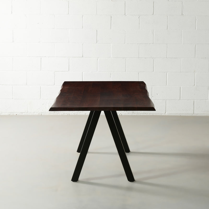 TIMOR - Acacia Live Edge Table 3.5cm Thickness Top with Pyramid Black Legs