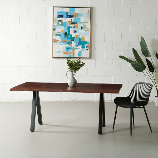 TIMOR - Acacia Live Edge Table 3.5cm Thickness Top with Pyramid Black Legs