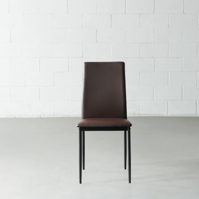 DEMINA - Brown Vegan Leather Dining Chair