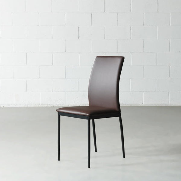 DEMINA - Brown Vegan Leather Dining Chair