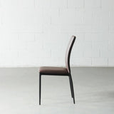 DEMINA - Brown Vegan Leather Dining Chair - FINAL SALE