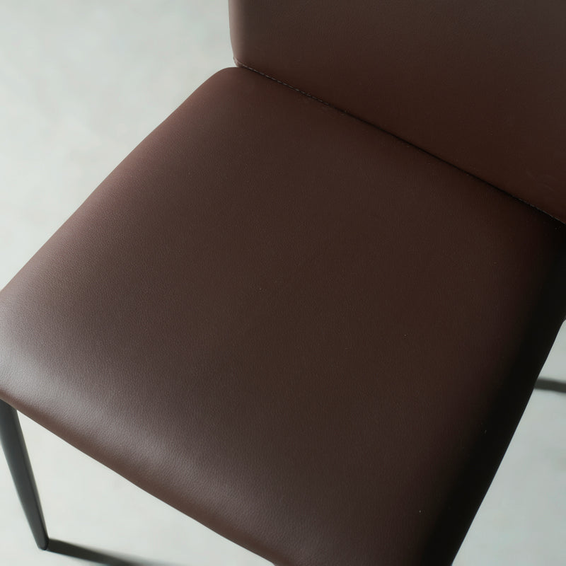 DEMINA - Brown Vegan Leather Dining Chair - FINAL SALE