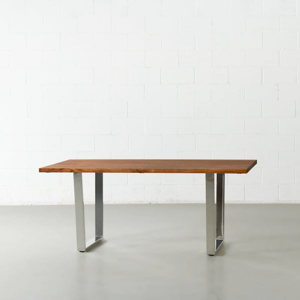 DANTON - Acacia Straight Cut Table 3.5cm Thickness Top with U Chrome Legs