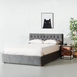 Amara - Grey Fabric Queen Size Bed with Storage