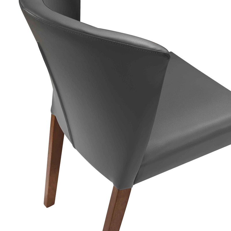 ALICIA - Grey Leather Dining Chair