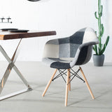 ESSEN - Grey Monochrome Fabric Patchwork Armchair
