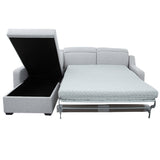 EVA - Grey Fabric Sectional Sofabed with Memory Foam Mattress and Storage - Right