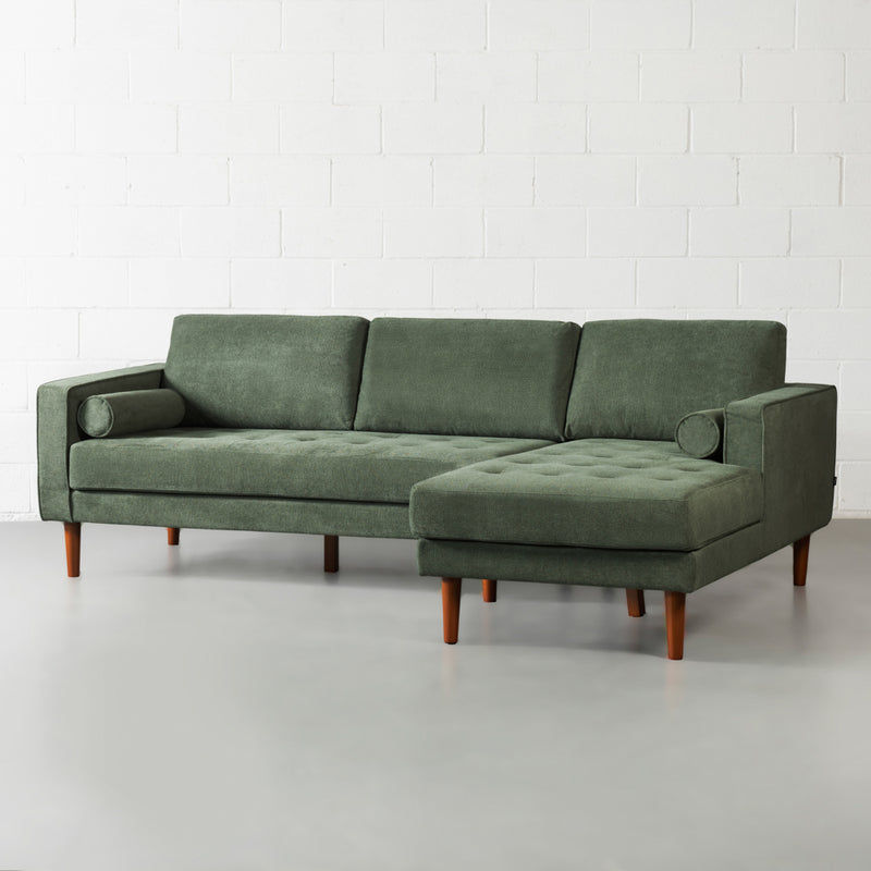 FONDA - Green Fabric Sectional Sofa - Left