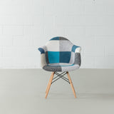 ESSEN - Blue Monochrome Fabric Patchwork Armchair
