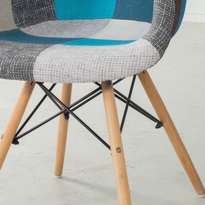 ESSEN - Blue Monochrome Fabric Patchwork Armchair