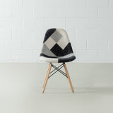 ESSEN - Grey Monochrome Fabric Patchwork Side Chair