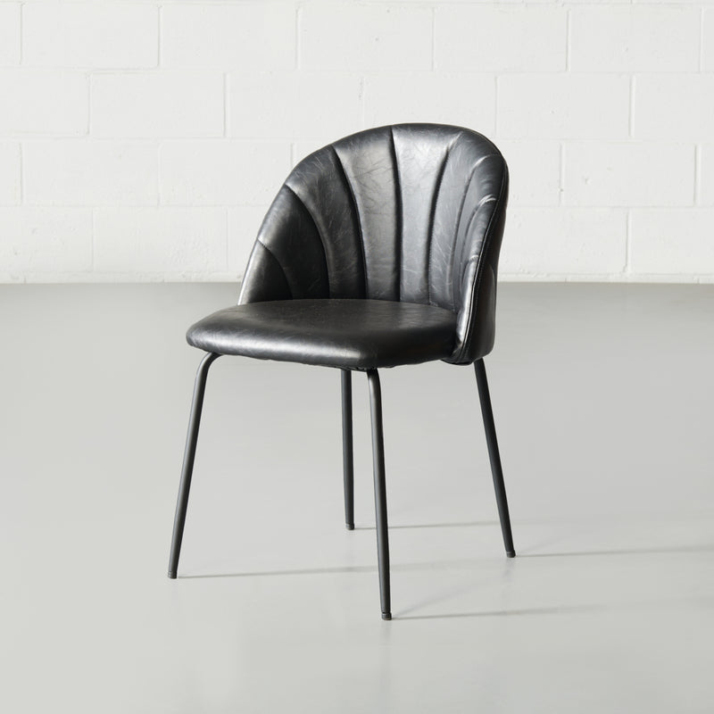 SOPHIE - Black Leather Dining Chair - FINAL SALE