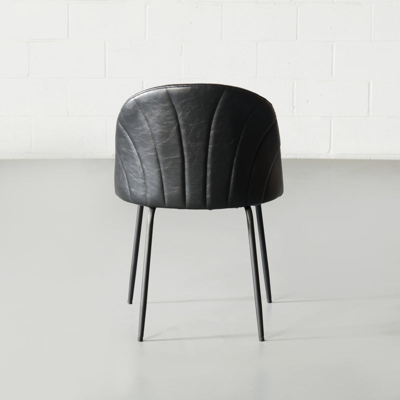 SOPHIE - Black Leather Dining Chair - FINAL SALE