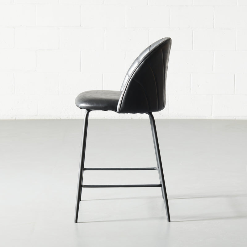 SOPHIE - Black Leather Counter Stool