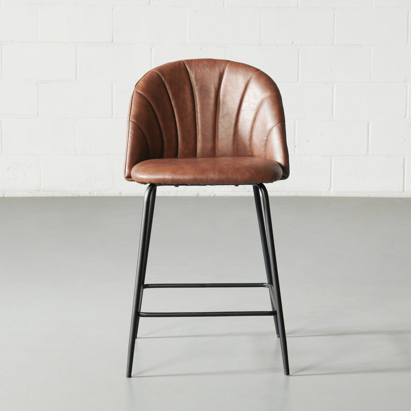 SOPHIE - Brown Leather Counter Stool