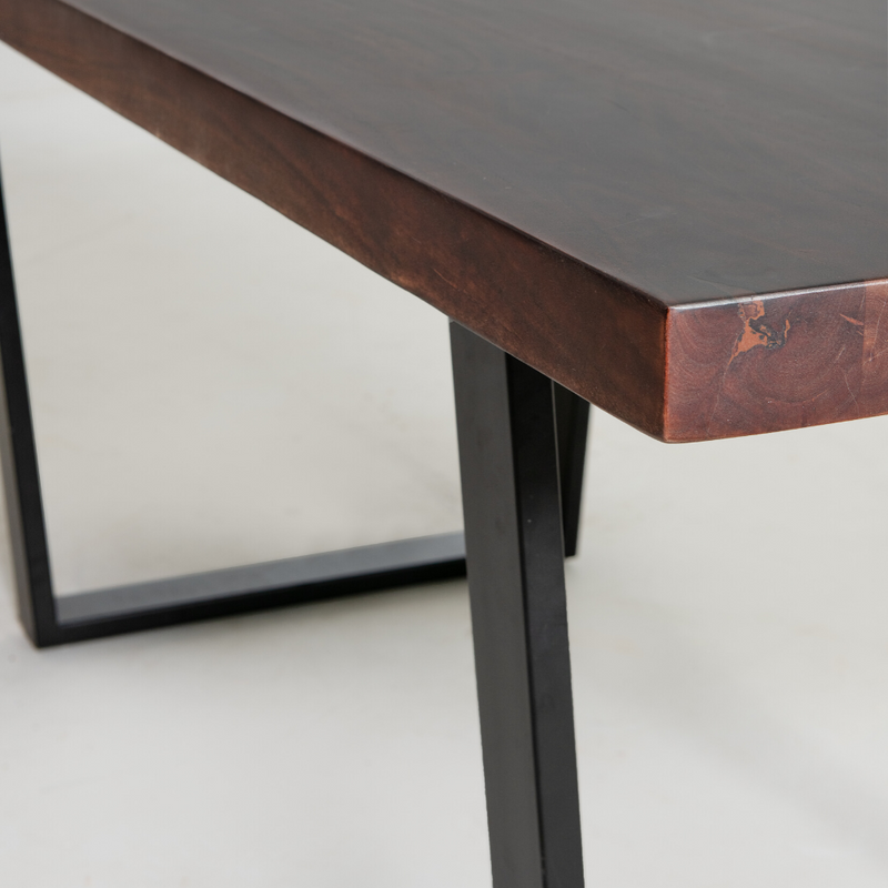Straight Cut Acacia Dining Table with Black U legs/Honey Walnut - Wazo Furniture