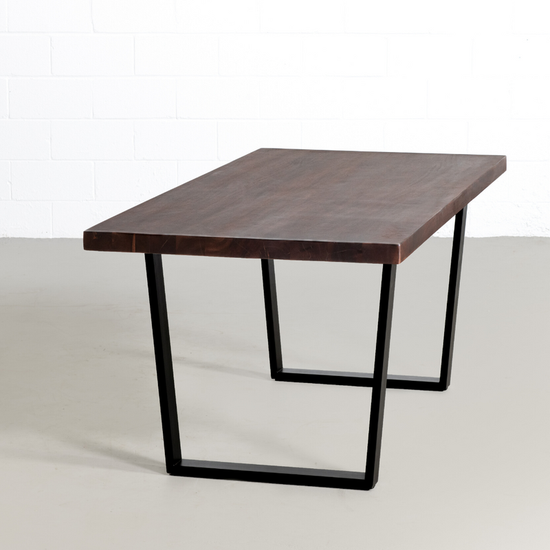 Straight Cut Acacia Dining Table with Black U legs/Honey Walnut - Wazo Furniture