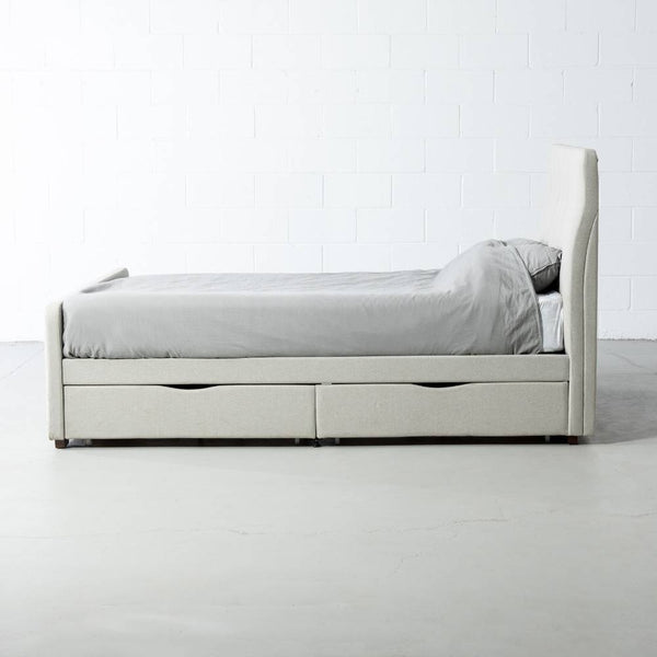 ANNISTON - Grey Fabric Bed with Storage - Wazo Furniture