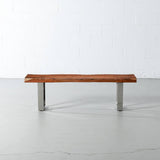 Acacia Live Edge Wood Bench with Chrome U-shaped Legs/Natural Finish - Wazo Furniture