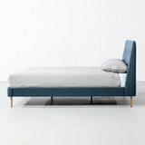 CLARA - Dark Blue Fabric Bed - Wazo Furniture